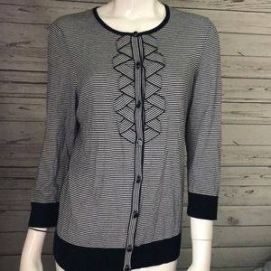 Talbots! Navy striped cardigan